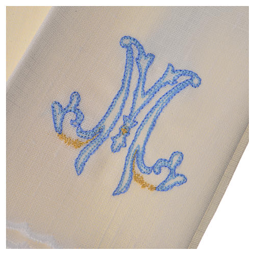 Altar linens set, 100% linen with Marian M symbol 4