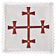 Altar linens set, 100% linen with burgundy cross s1