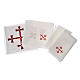 Altar linens set, 100% linen with burgundy cross s2