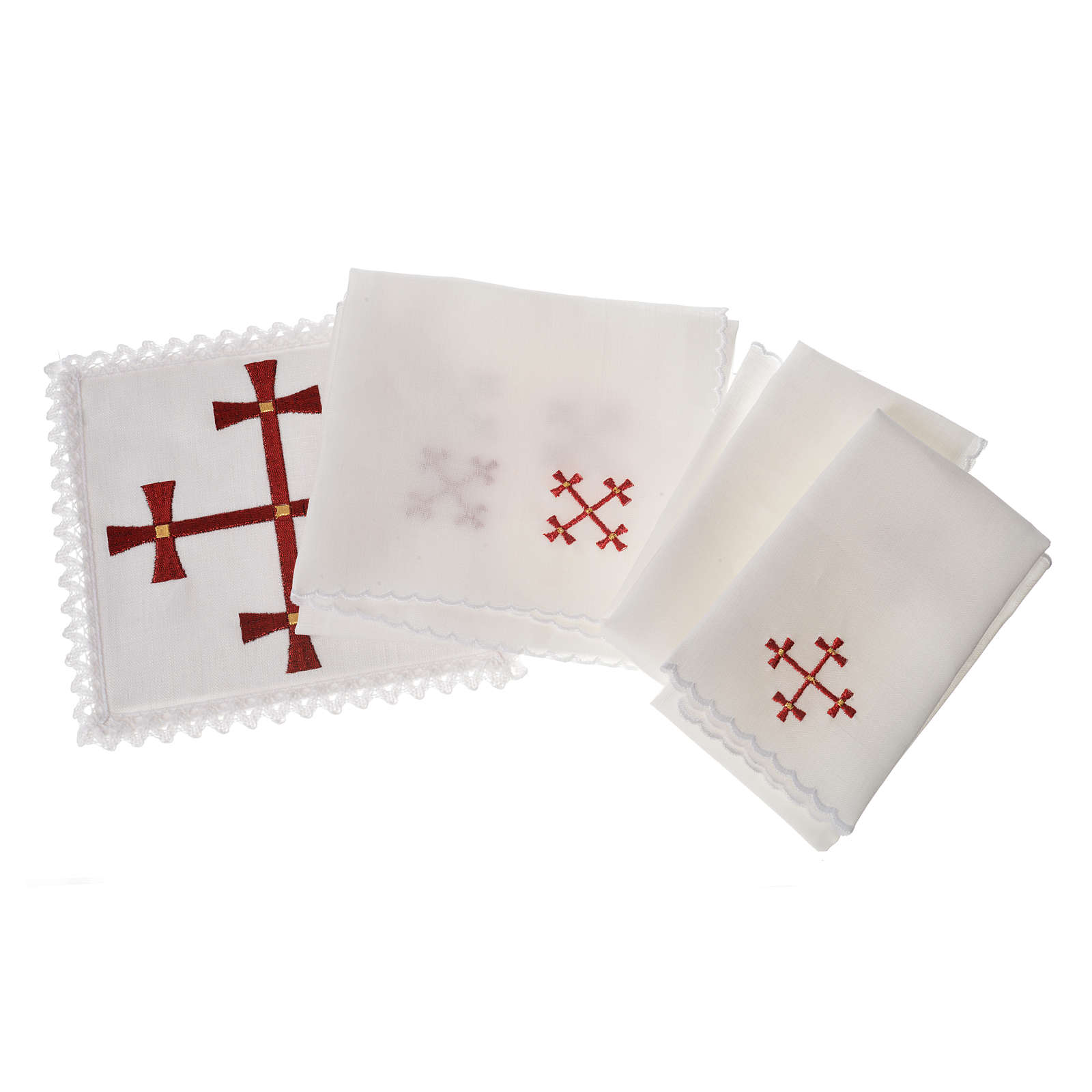 Altar linens set, 100 linen with burgundy cross online sales on