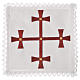 Altar cloth set, 100% linen with burgundy cross s1