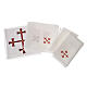 Altar cloth set, 100% linen with burgundy cross s2