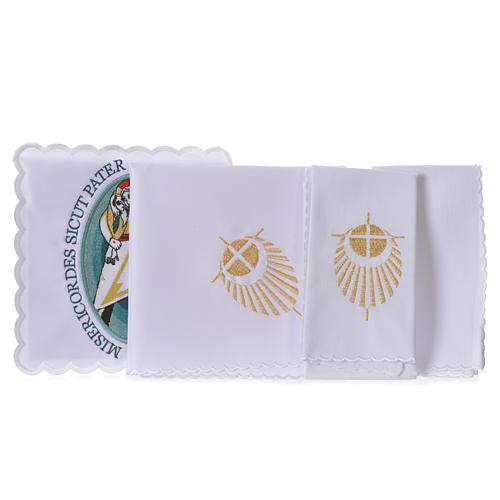 STOCK Jubilee of Mercy altar linen set machine embroided logo 2