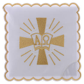 Servicio de altar algodón cruz símbolos Alfa y Omega