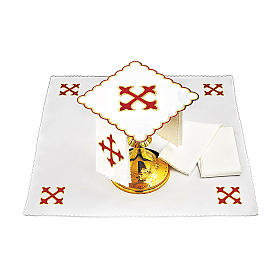 Altar linens gold red baroque Cross, cotton