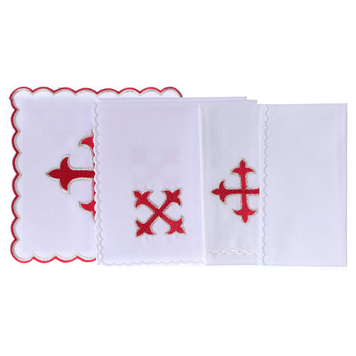 Altar linens gold red baroque Cross, cotton 3