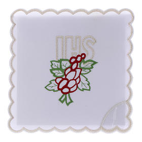 Altar linen embroidery grapes leaves JHS, cotton