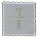 Servicio de altar algodón bordado cruz blanca plata s1