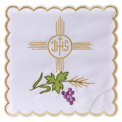 Servizio da altare cotone spiga uva foglia simbolo JHS 1