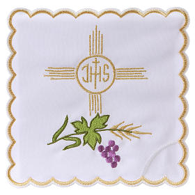 Bielizna kielichowa bawełna kłos winogron liść symbol JHS