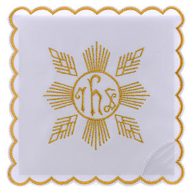 Altar linen golden embroideries geometrical figures & JHS symbol, cotton