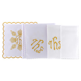 Altar linen golden embroideries geometrical figures & JHS symbol, cotton