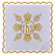 Altar linen golden embroideries geometrical figures & JHS symbol, cotton s1