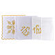 Altar linen golden embroideries geometrical figures & JHS symbol, cotton s2