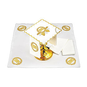Altar linen golden embroideries grapes spikes JHS, cotton