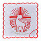 Altar linen set with red embroideries Agnus Dei, cotton s1