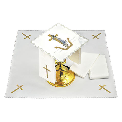 Altar linen fish anchor and cross, cotton 2