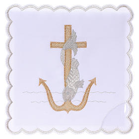 Bielizna kielichowa i welony: Bielizna kielichowa bawełna ryba kotwica krzyż