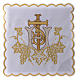Conjunto alfaia litúrgica algodão cachos uva cruz bordado dourado s1