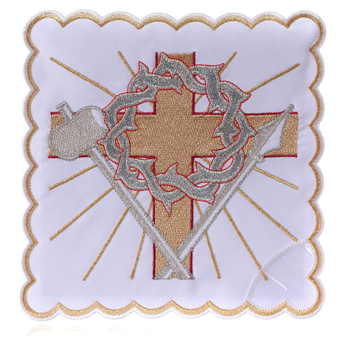 Altar linen cross spear & crown of thorns, cotton 1