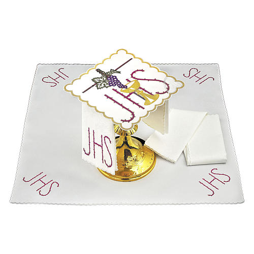 Bielizna kielichowa bawełna kielich liść winogron symbol JHS z cierniami 2