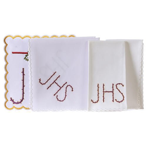 Bielizna kielichowa bawełna kielich liść winogron symbol JHS z cierniami 3