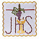 Conjunto alfaia litúrgica algodão cálice folha uva símbolo IHS espinhado s1