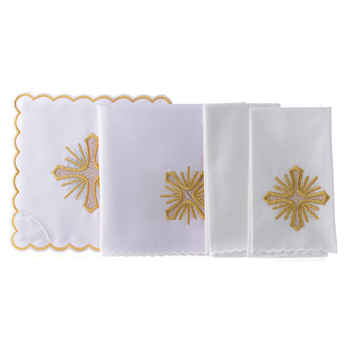 Altar linen cross rays and golden embroideries, cotton 2