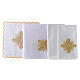 Conjunto alfaia litúrgica algodão cruz raios bordado dourado s2