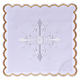 Conjunto alfaia litúrgica algodão bordado branco cruz barroca s1