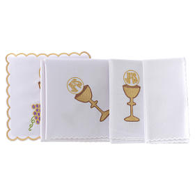 Altar linen grapes golden borders chalice host and JHS, cotton
