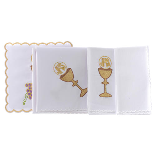 Altar linen grapes golden borders chalice host and JHS, cotton 2