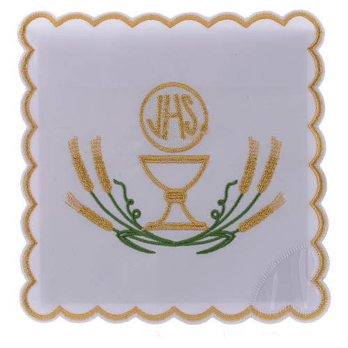 Bielizna kielichowa bawełna kłosy stylizowane żółty złoty zielony kielich JHS 1