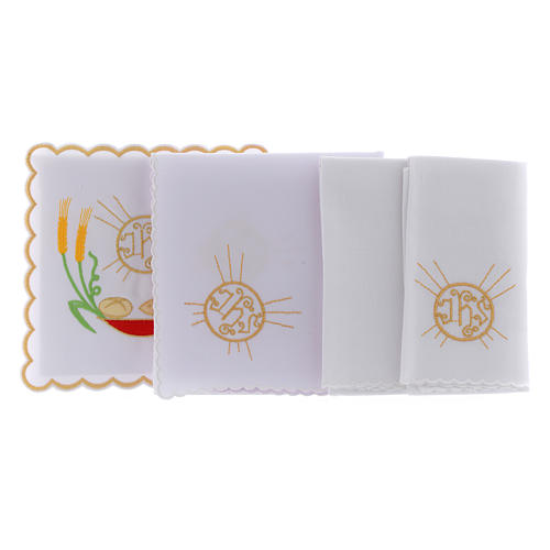 Altar linen loaves & fishes spikes symbol JHS, cotton 2