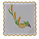 Conjunto de alfaia litúrgica algodão pão uva trigo símbolo IHS s1