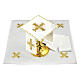 Conjunto de alfaia litúrgica algodão cruz dourada estilo barroco com raios s2