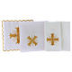 Conjunto de alfaia litúrgica algodão cruz dourada estilo barroco com raios s3