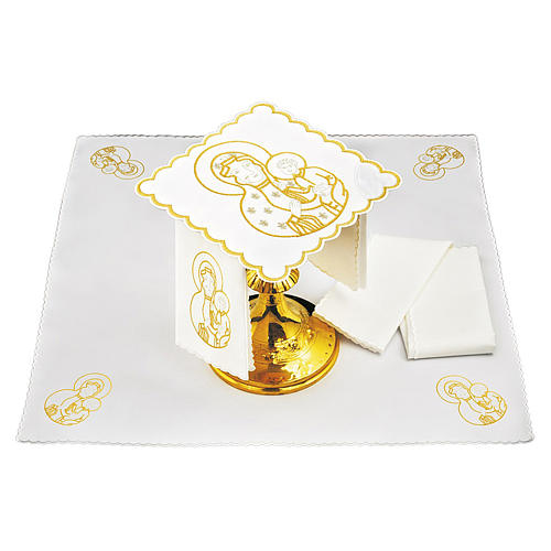 Altar linen set with Holy Mary and Baby Jesus images 1