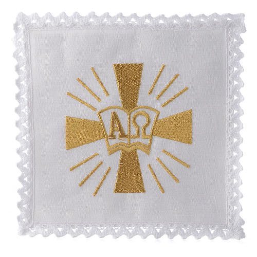 Servicio de altar hilo cruz símbolos Alfa y Omega 1