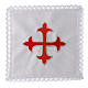 Linge d'autel lin croix baroque or rouge s1