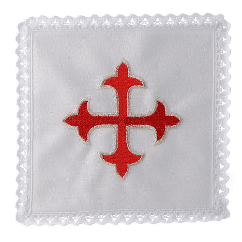 Altar linens with gold red baroque Cross 1
