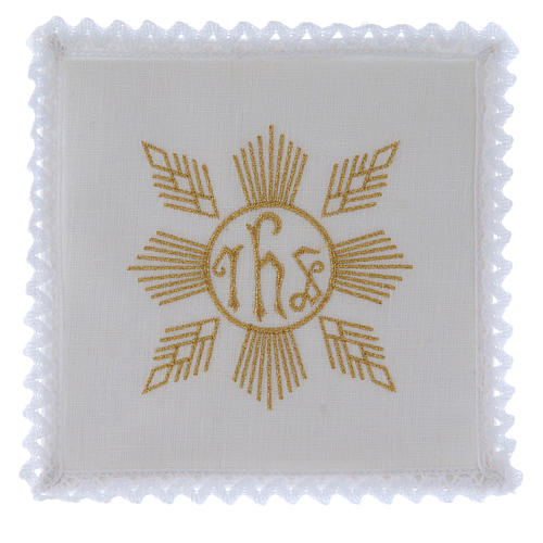 Altar cloth set with golden embroideries, geometrical figures & JHS symbol 1