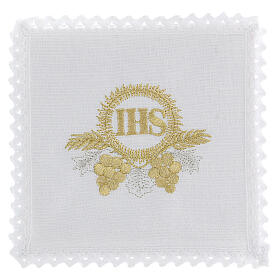 Servicio de altar algodón bordados dorados racimos uva espigas JHS