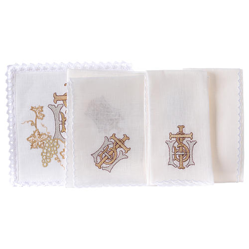 Altar linen grapes cross and golden embroidery 2