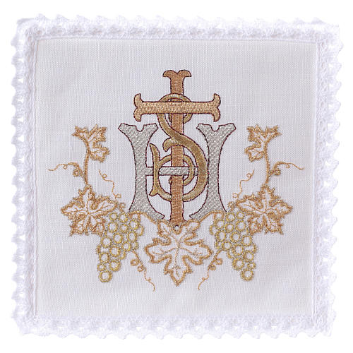Altar linen grapes cross and golden embroidery 1