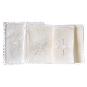 Altar linen white embroideries and baroque cross