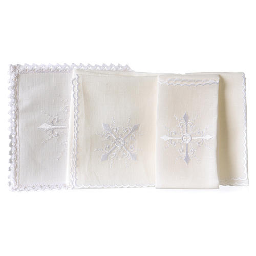 Altar linen white embroideries and baroque cross 2