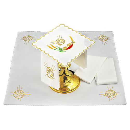 Altar linen loaves & fishes wheat, symbol JHS 1