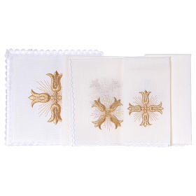 Bielizna kielichowa i welony: Bielizna kielichowa len krzyż złoty styl barokowy z promieniami
