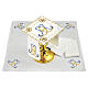 Altar linen Holy Mary initials light blue and gold, cotton s1